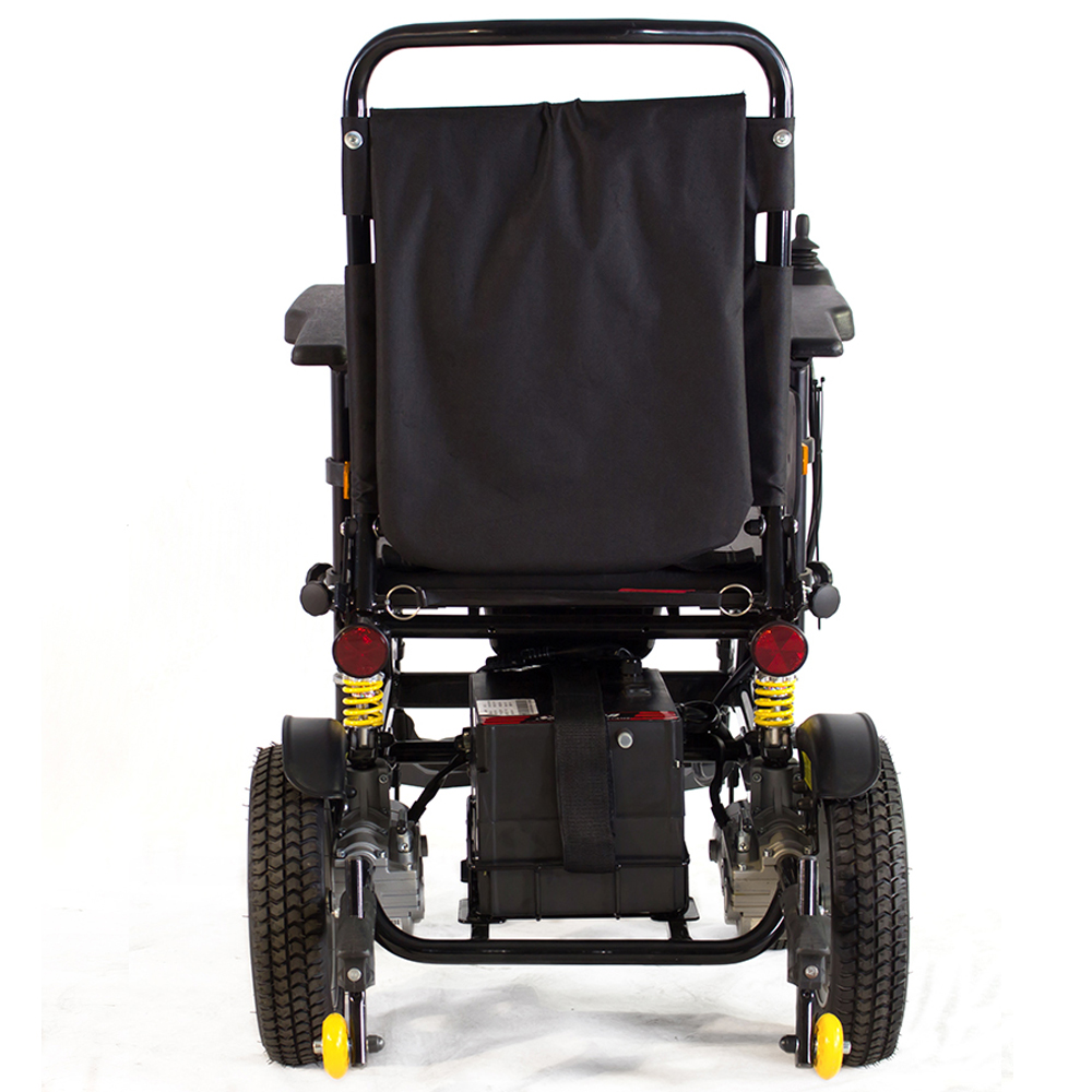 handicapped power wheelchair on jaunt with lead acid battery