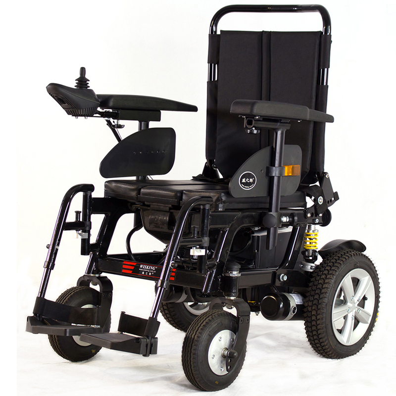 handicapped power wheelchair on jaunt with lead acid battery