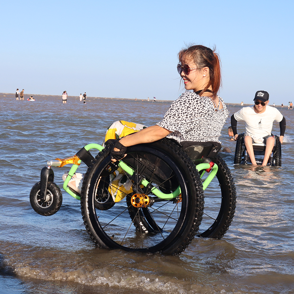 Fat Wide Wheels Offroad Beach Sand Wheelchair for Disabled