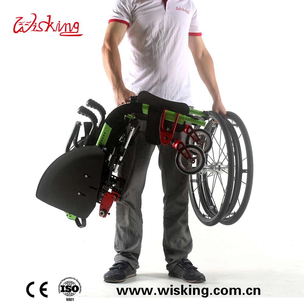 Magnesium Alloy Manual Folded Lightweight Portable Active Wheelchair for Disabled