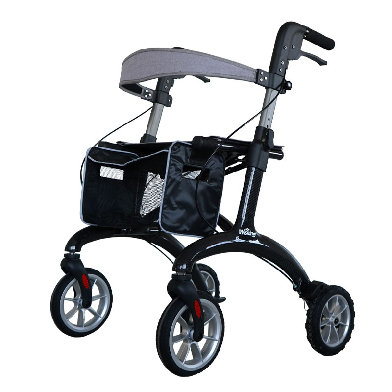 WISKING Carbon fiber medical rehabilitation foldable walking aid with adjustable seat height
